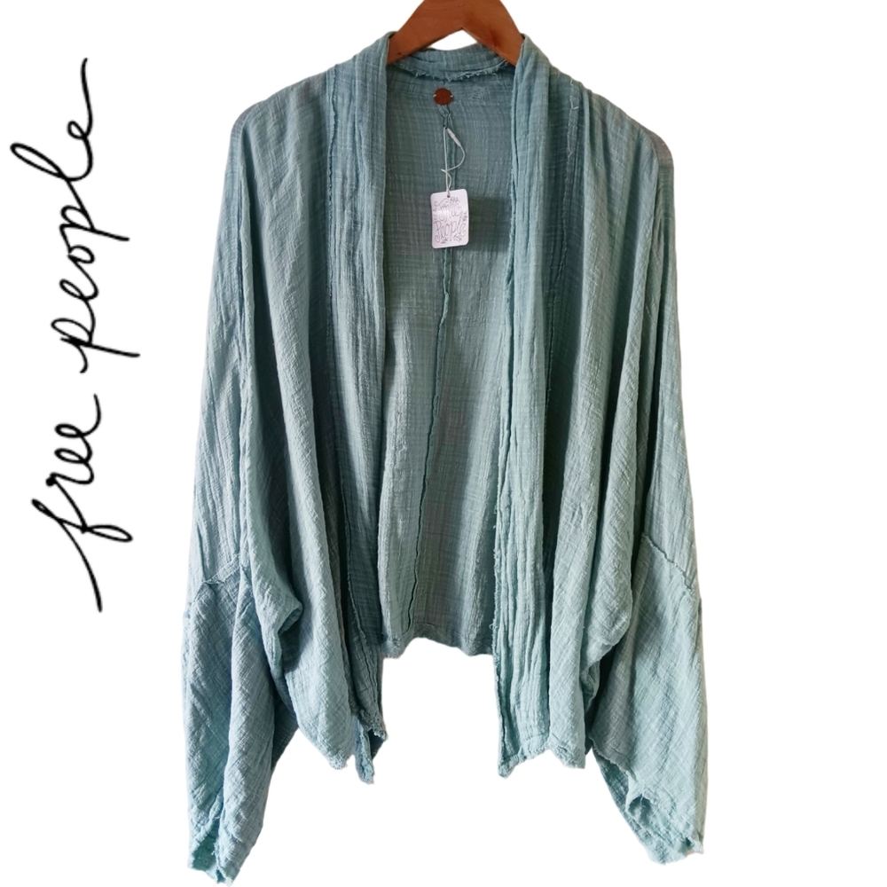Free People | Raw Edge Sky Blue Beach Cover | S/M